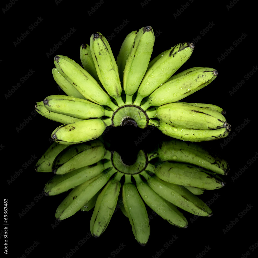 Little green bananas ripe and ready to eat