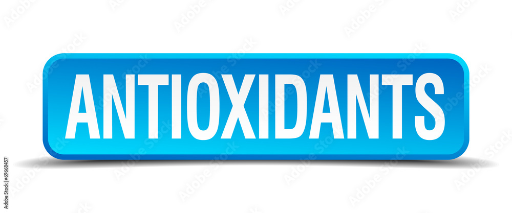 antioxidants blue 3d realistic square isolated button antioxidants blue 3d realistic square isolated button