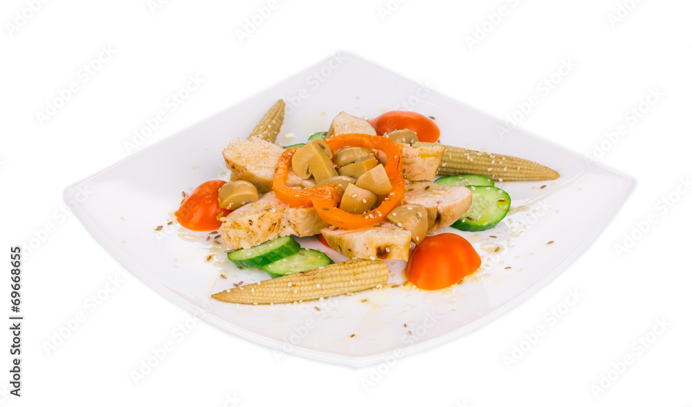 Meat salad with vegetables. Meat salad with vegetables.