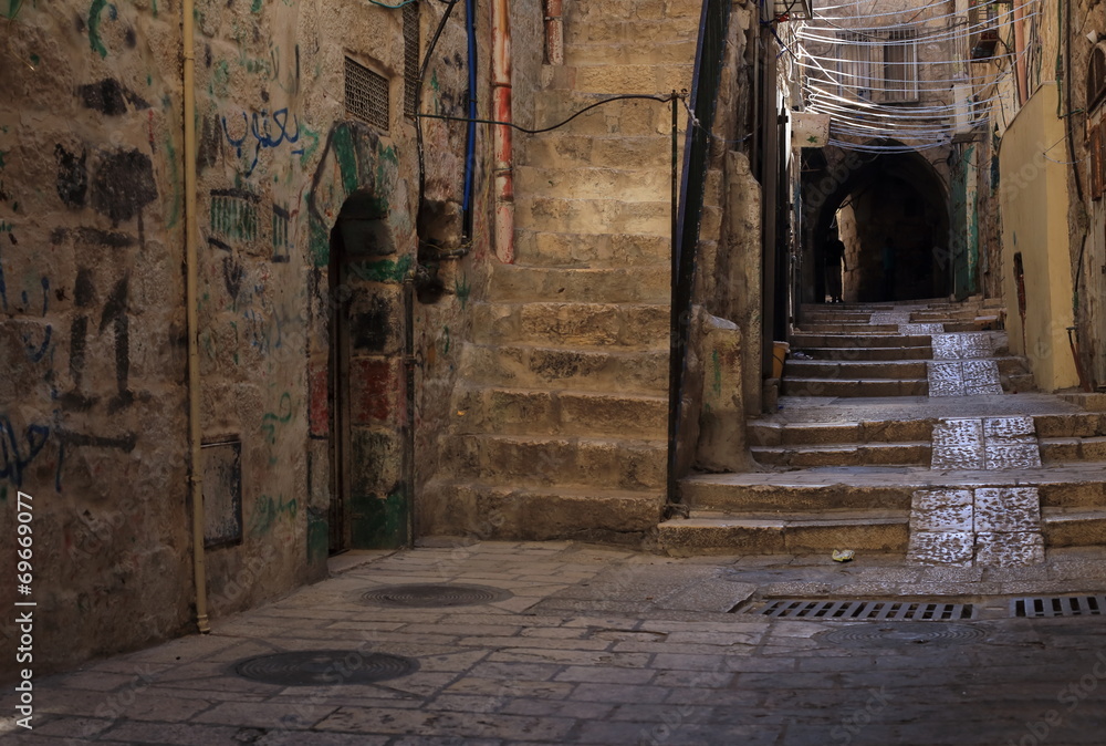 Narrow street in Jewish Quarter Jerusalem