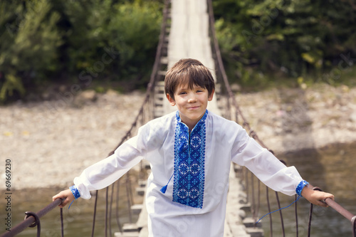 Ukrainian boy in traditional Ukrainian clothes