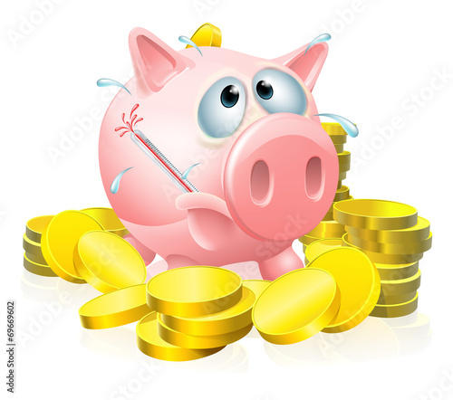 Poorly piggy bank concept