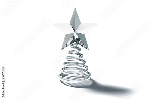 Silver spiral christmas tree ornament