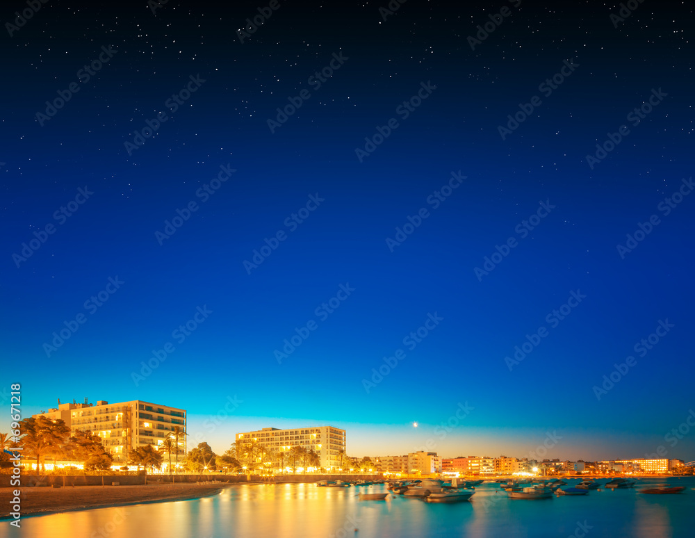 Ibiza island night view