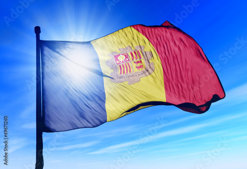 Andorra flag waving on the wind