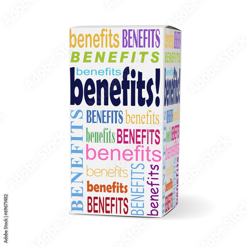 benefits word on product box