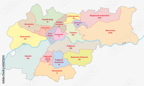 Krakau, Verwaltungsgliederung, Stadtteile