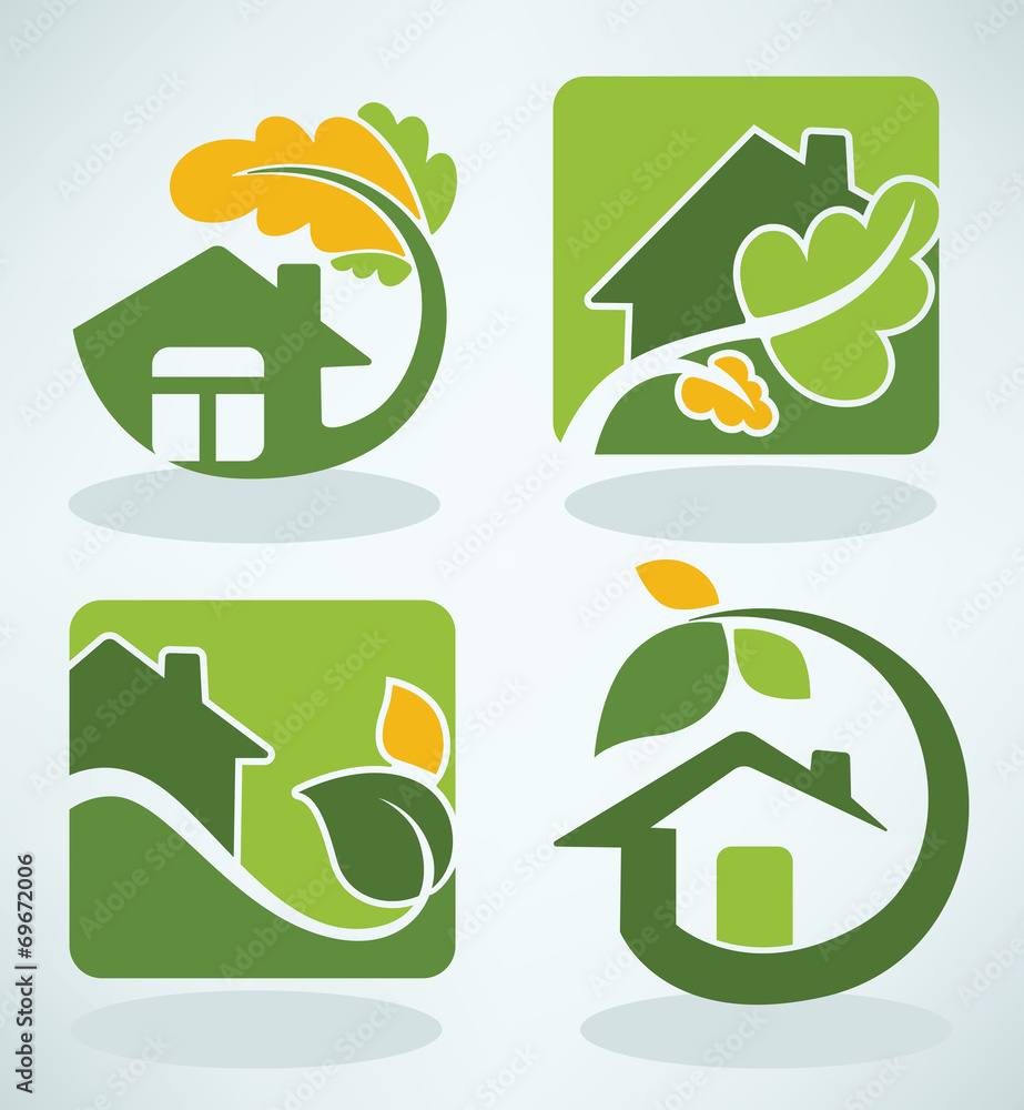 vector set of ecological homes signs and icons vector set of ecological homes signs and icons