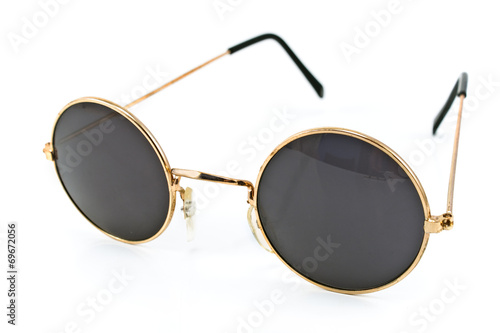 Round framed retro sunglasses isolated on white