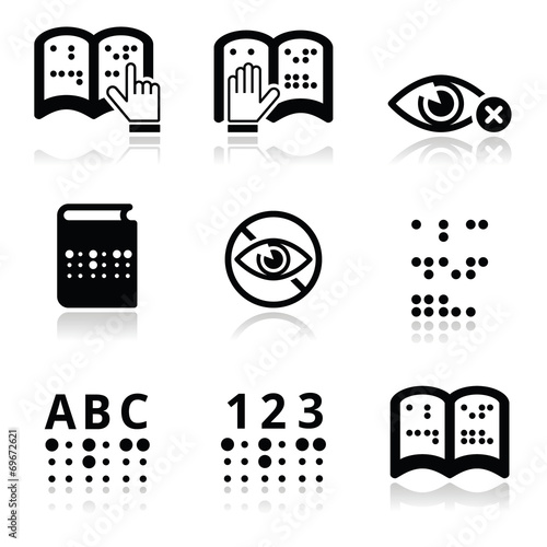 Blindness, Braille writing system icon set