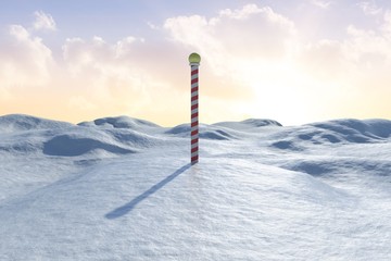 Papier peint photo Arctique Poteau solitaire dans paysage neigeux  © WavebreakMediaMicro