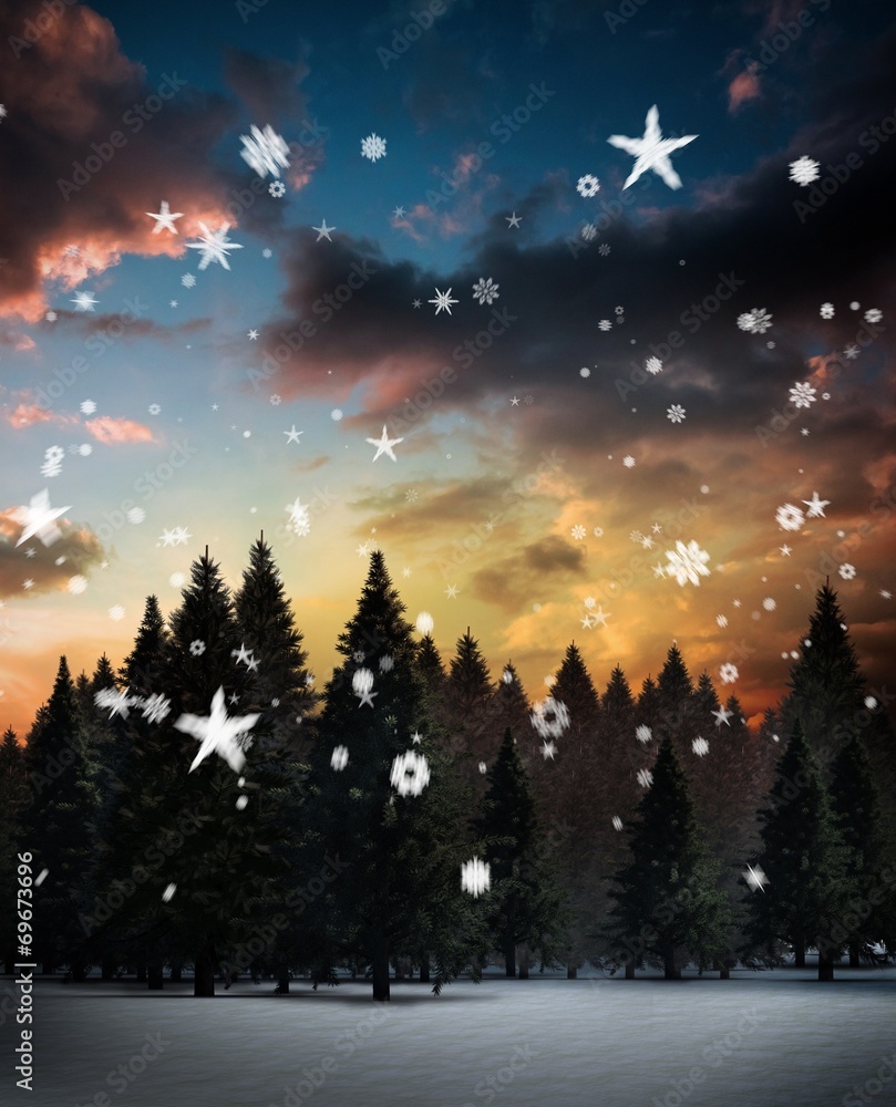 Fototapeta premium Composite image of snow falling