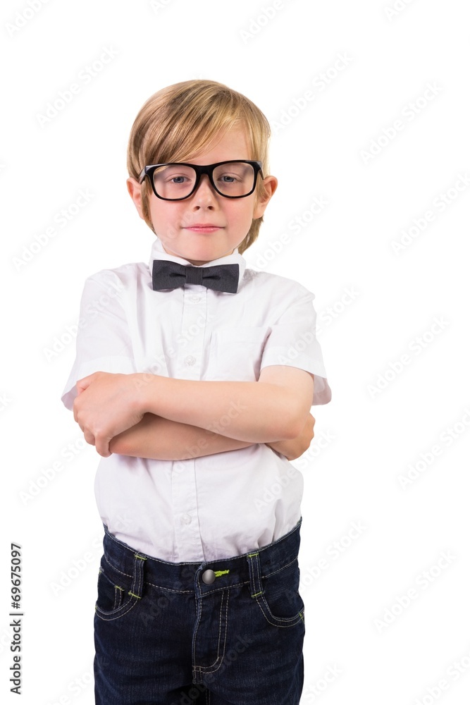 Student wearing glasses and bow tie Student wearing glasses and bow tie