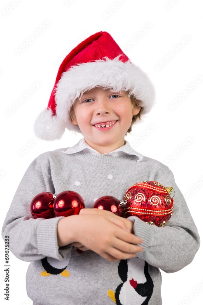 Child wearing a santa hat