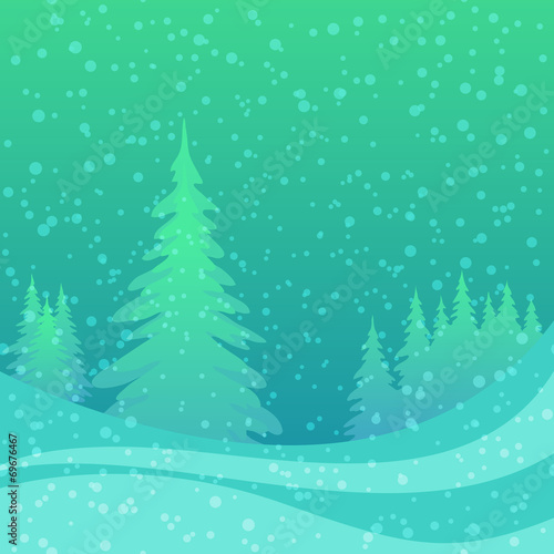 Christmas background, winter forest © alexokokok
