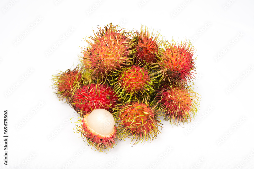 Fresh rambutans on white background Fresh rambutans on white background