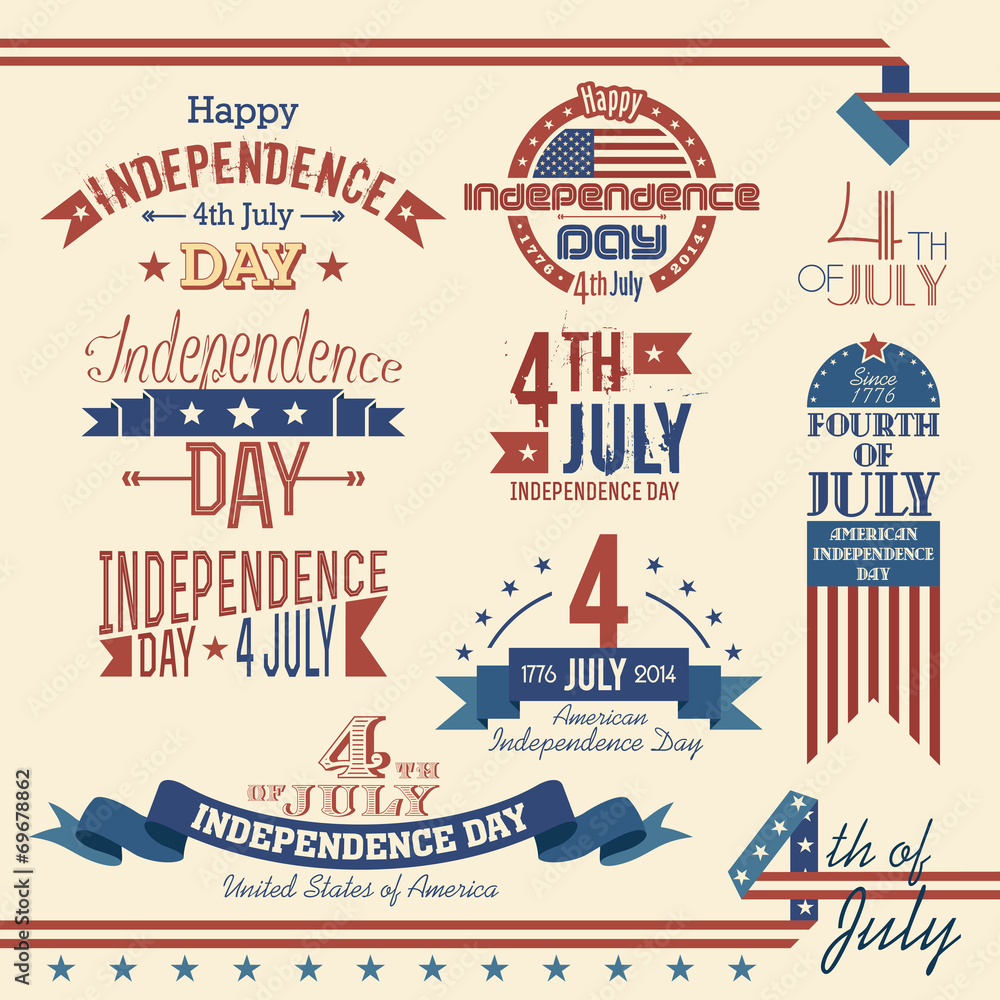 Fototapeta premium American independence day label set