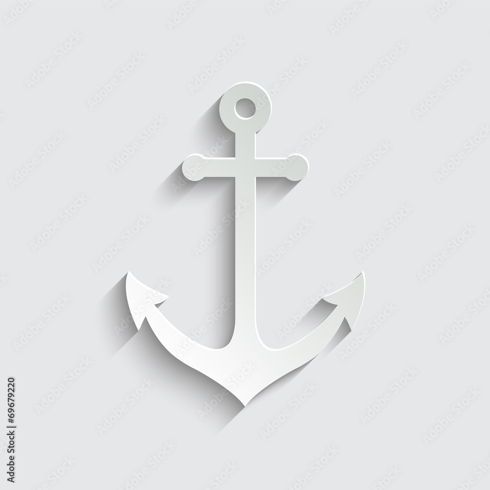 Anchor icon with shadow on a grey background Anchor icon with shadow on a grey background