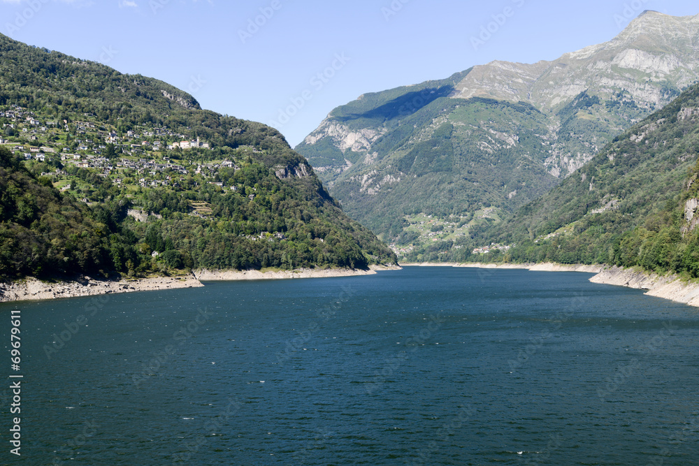 The dam of Verzasca on the Swiss alps