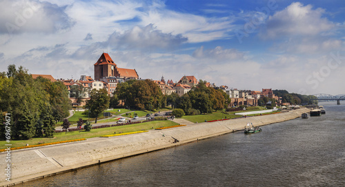 Panoramic view of old town in Torun, Poland.