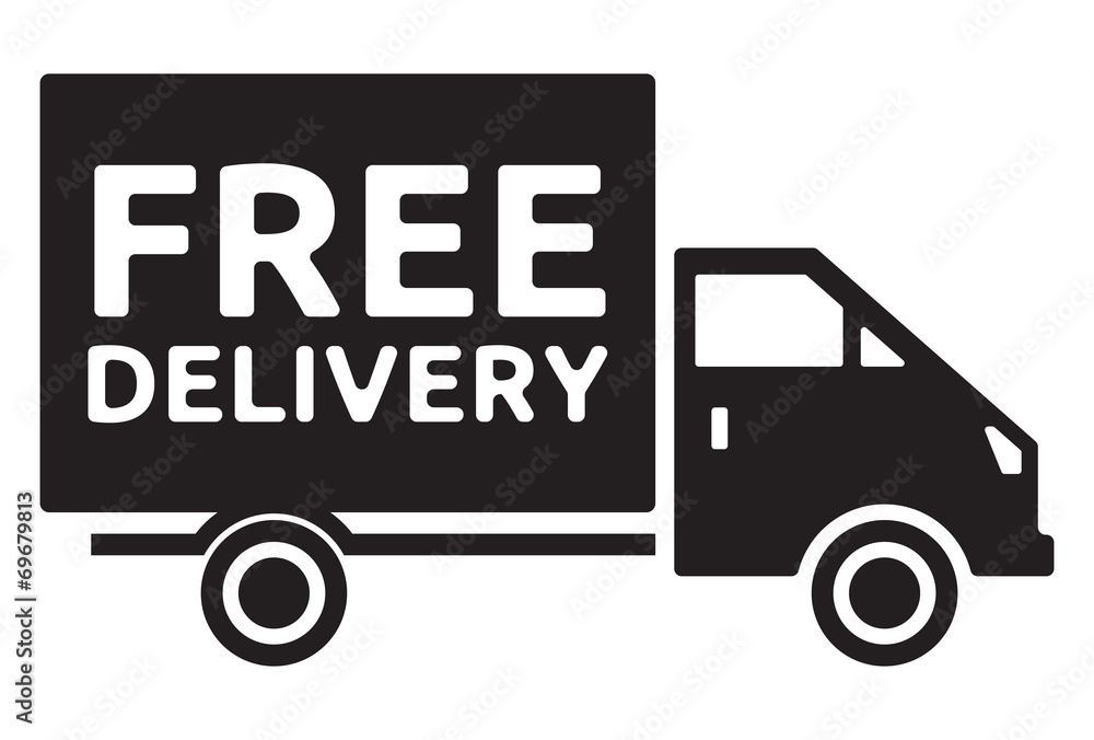 Free delivery truck - free shipping label