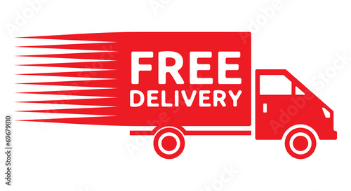 Free delivery truck - free shipping label