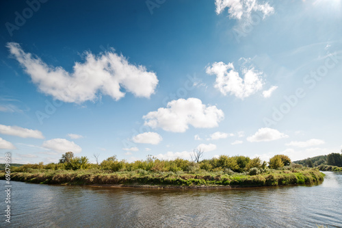 Panorama landscape of the river Narew