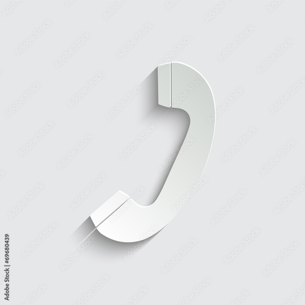 Telephone receiver icon with shadow on a grey background Telephone receiver icon with shadow on a grey background