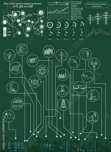 Fuel and energy industry infographic, set elements for creating