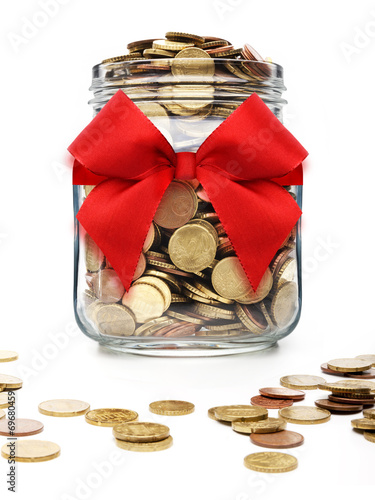 Münzglas mit Schleife