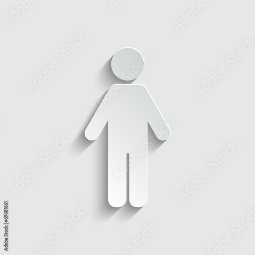 Man icon with shadow on a grey background