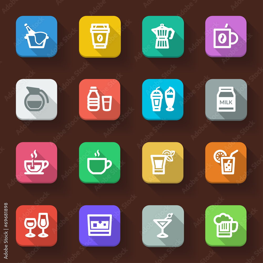 Beverage flat icons Beverage flat icons