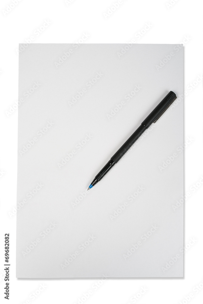 Blank note paper with pen. isolated on white. Blank note paper with pen. isolated on white.