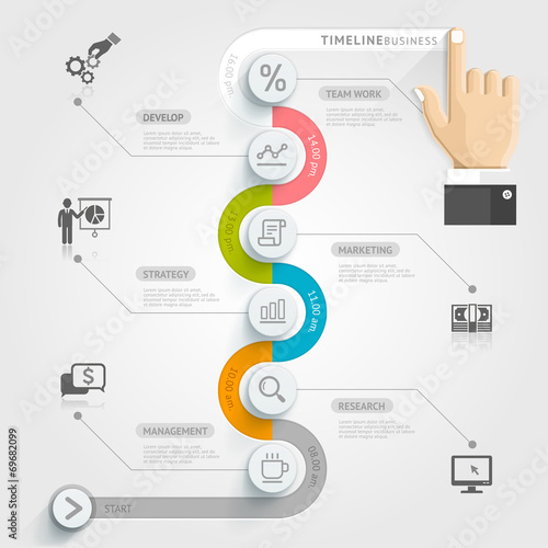 Business timeline infographic template. Vector illustration. can