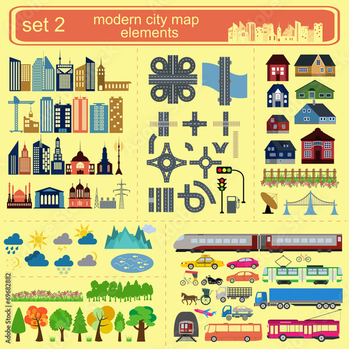 Modern city map elements for generating your own infographics, m