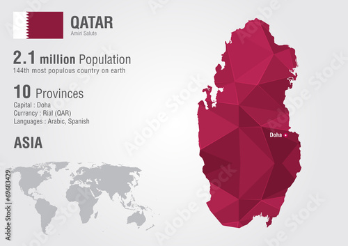 Qatar world map with a pixel diamond texture.