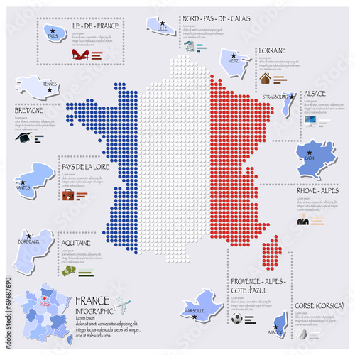 Dot And Flag Map Of France Infographic Design Stock Vector Adobe Stock