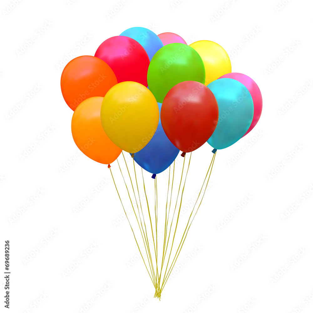 An illustration of a set of colourful birthday or party balloons An illustration of a set of colourful birthday or party balloons