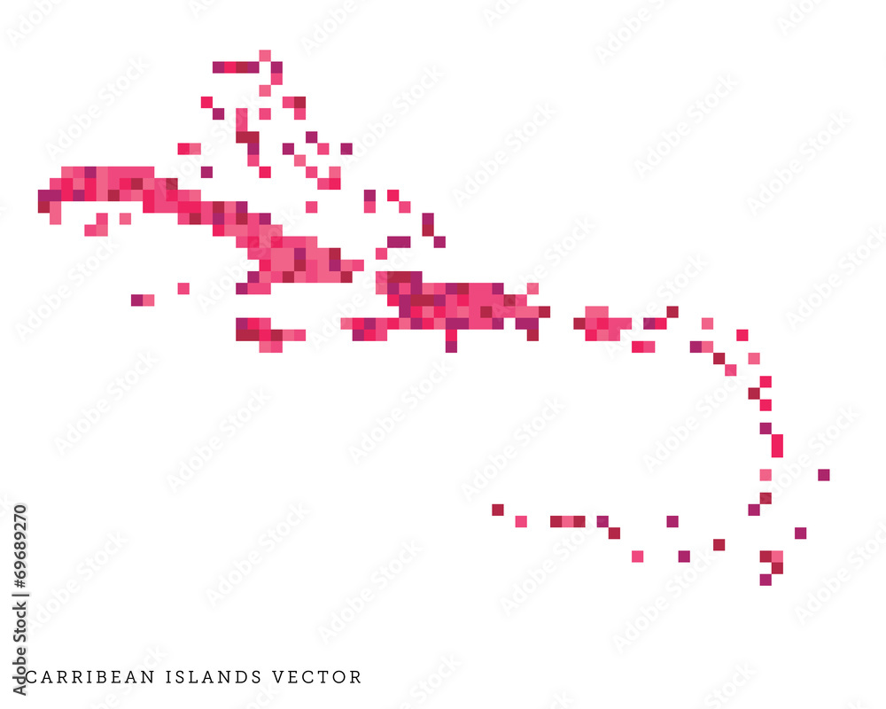 Pixel art outline of the Caribbean Islands