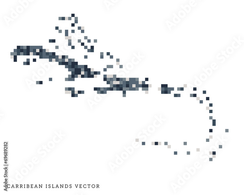 Pixel art outline of the Caribbean Islands
