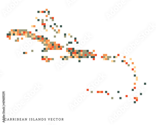 Pixel art outline of the Caribbean Islands
