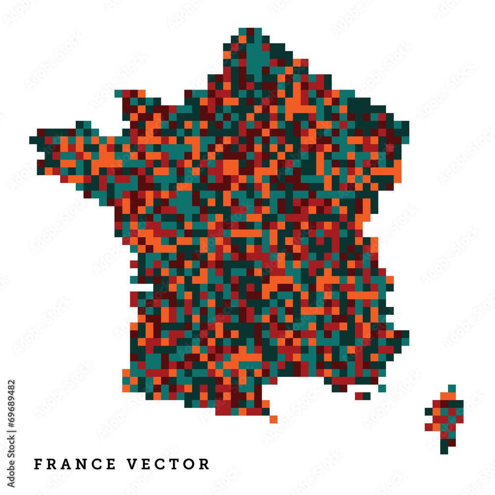Obraz premium Pixel art outline of France