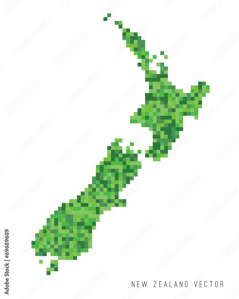 A vector outline of New Zealand in a pixel art style A vector outline of New Zealand in a pixel art style
