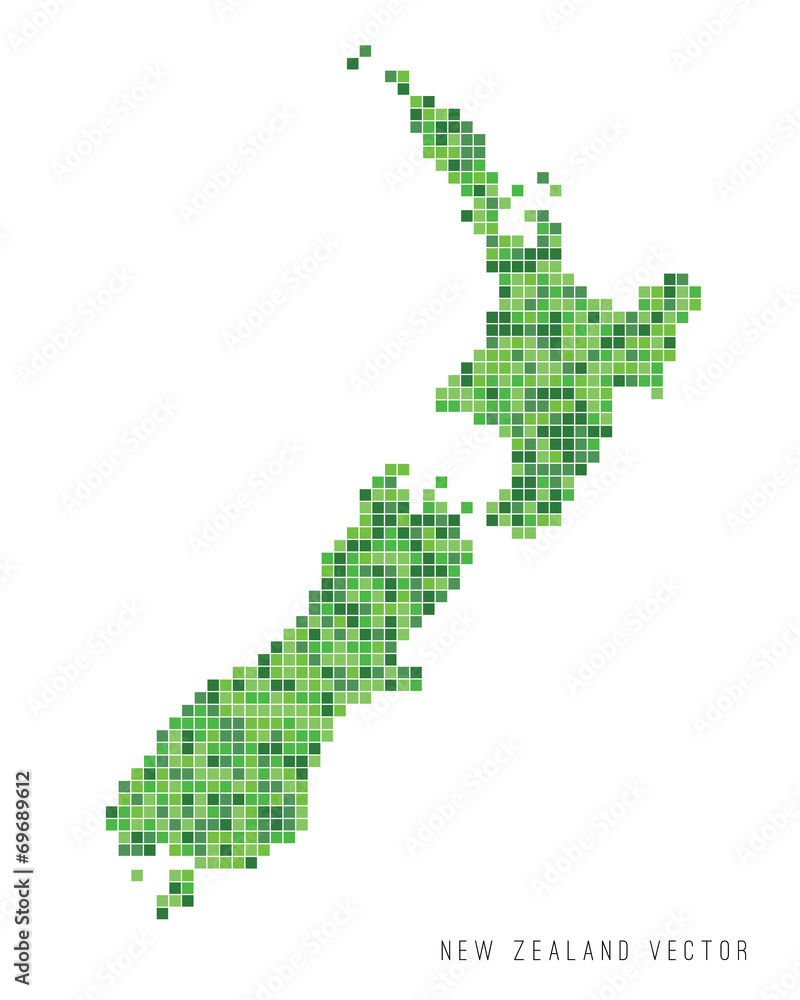 A vector outline of New Zealand in a pixel art style Stock Vector ...