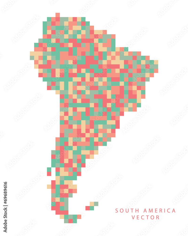 Obraz premium A pixel art style vector of South America