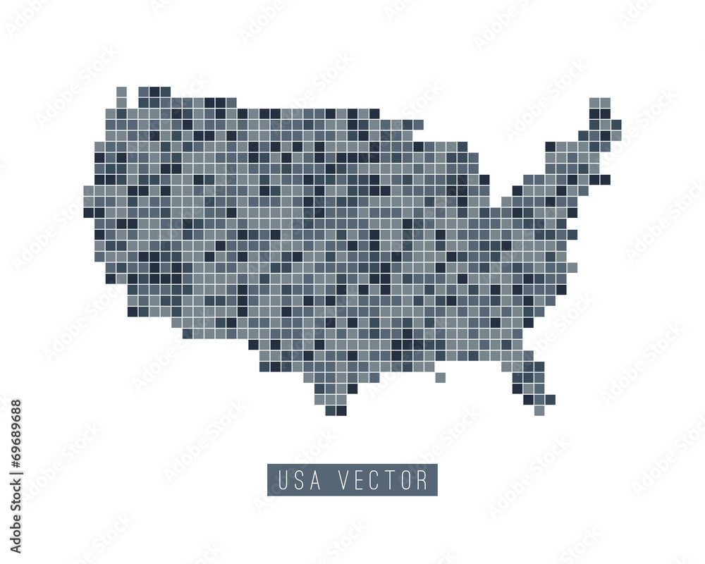 A vector of the United States of America in a pixel art style