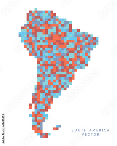 A pixel art style vector of South America