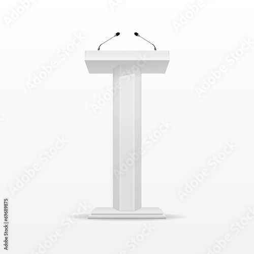 White Podium Tribune Rostrum Stand with Microphone