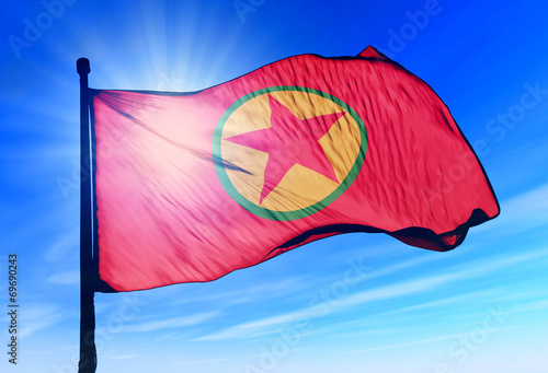 Foto Kurdistan Workers Party flag waving on the wind
