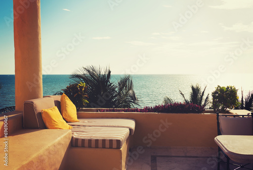 sea view from balcony of home or hotel room © Syda Productions